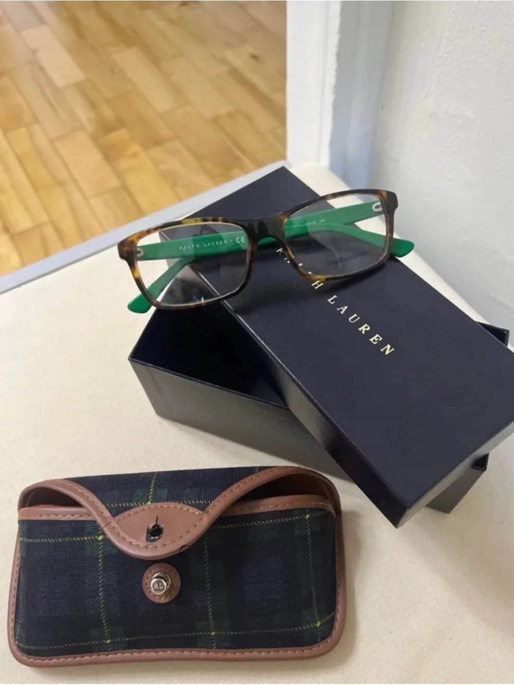 Polo by Ralph Lauren Tortoiseshell Frames with Green Temples